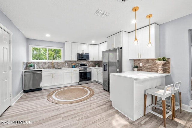 4488 Turner Ave, Jacksonville, FL 32207 - kitchen with white cabinets, a sink, appliances with stainless steel finishes, and visible vents