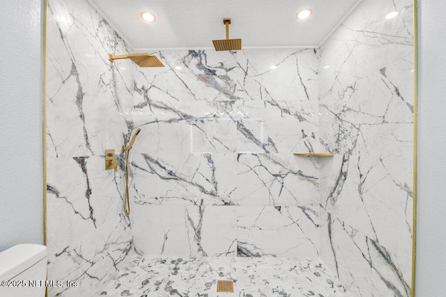 4488 Turner Ave, Jacksonville, FL 32207 - full bath with toilet, a marble finish shower, and recessed lighting