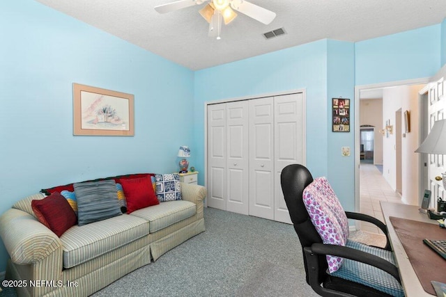 388 Lolly Ln, Saint Johns, FL 32259 - office space with ceiling fan, visible vents, and light carpet