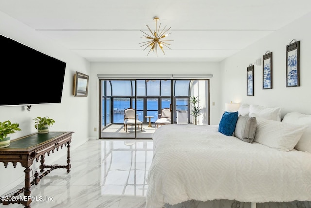 2280 Shepard St Unit 603, Jacksonville, FL 32211 - bedroom featuring marble finish floor, baseboards, and access to exterior
