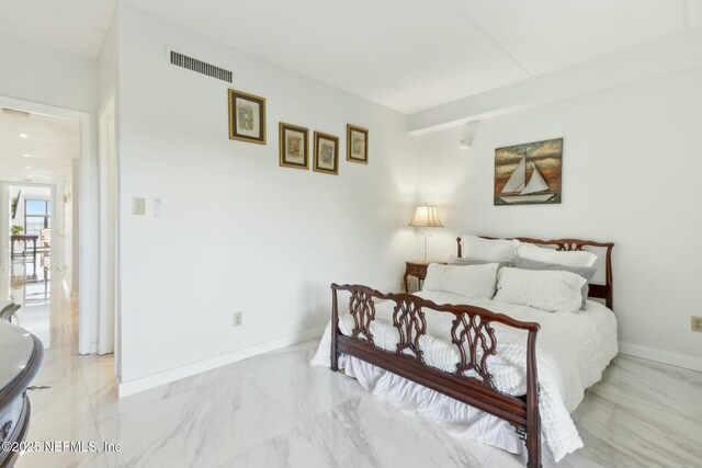 2280 Shepard St Unit 603, Jacksonville, FL 32211 - bedroom with marble finish floor, baseboards, and visible vents