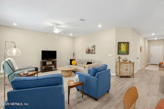 281 Tintamarre Dr, Saint Augustine, FL 32092 - living area featuring visible vents, baseboards, ceiling fan, recessed lighting, and light wood-type flooring