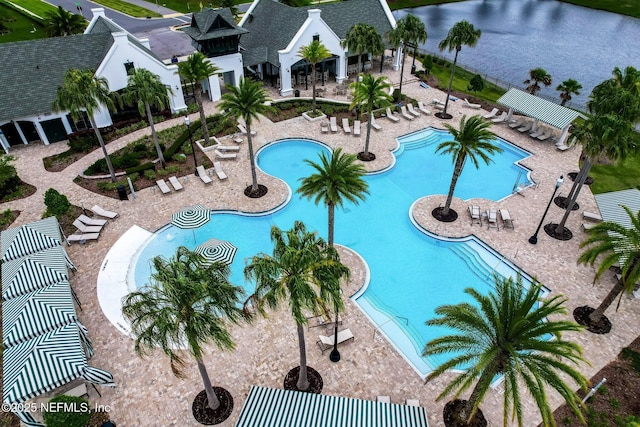 281 Tintamarre Dr, Saint Augustine, FL 32092 - pool with fence, a water view, and a patio area