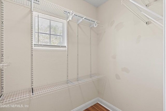 spacious closet with wood finished floors