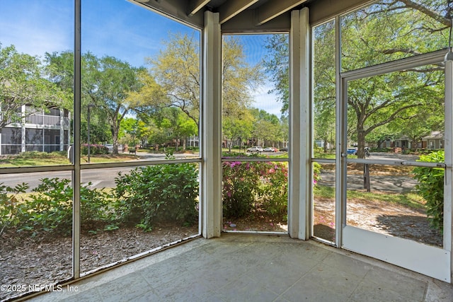 view of unfurnished sunroom