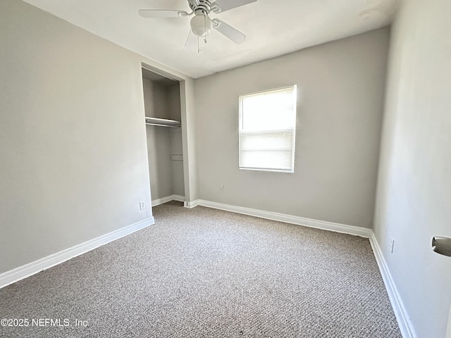 11920 Betula Rd, Jacksonville, FL 32246 - unfurnished bedroom with ceiling fan, carpet floors, a closet, and baseboards