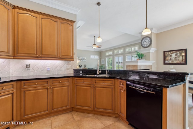 553 S Bridge Creek Dr, Saint Johns, FL 32259 - kitchen with a sink, brown cabinetry, and dishwasher