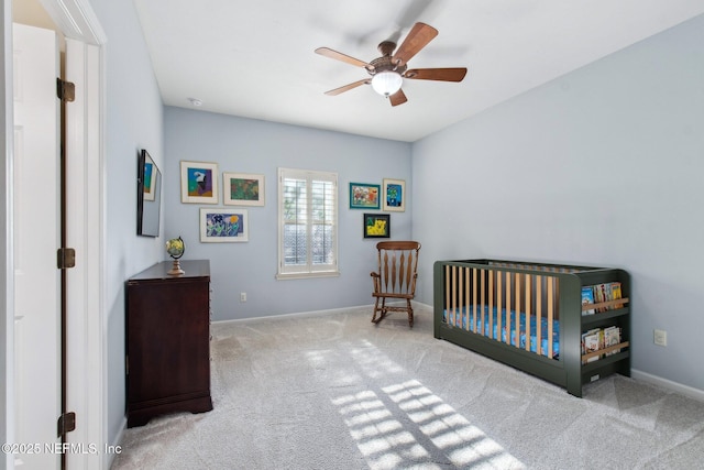 553 S Bridge Creek Dr, Saint Johns, FL 32259 - carpeted bedroom featuring baseboards, a ceiling fan, and a nursery area