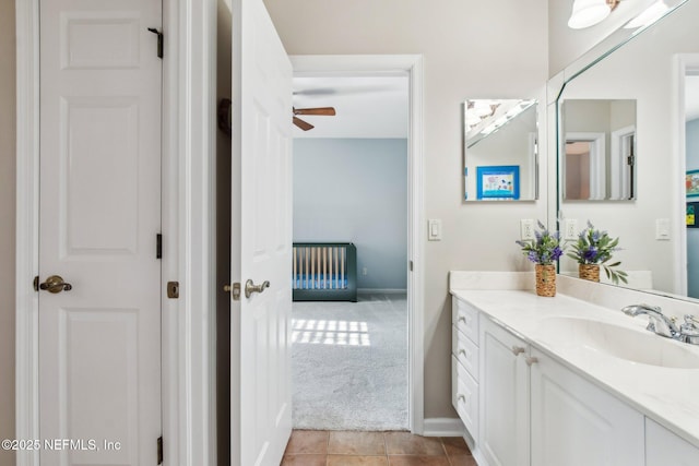 553 S Bridge Creek Dr, Saint Johns, FL 32259 - bathroom featuring ceiling fan, tile patterned flooring, and vanity