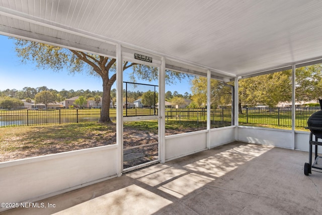 view of unfurnished sunroom