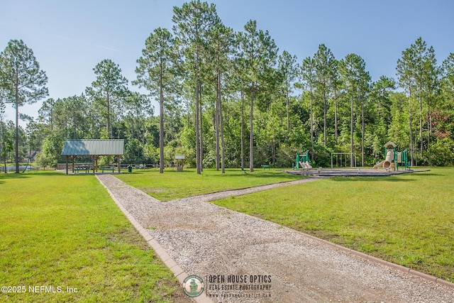9921 Derby Gate Ct, Jacksonville, FL 32219 - view of property's community with a gazebo, a lawn, and gravel driveway