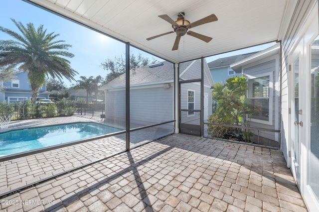 424 High Tide Dr, Saint Augustine, FL 32080 - view of swimming pool with a patio area, ceiling fan, fence, and a fenced in pool