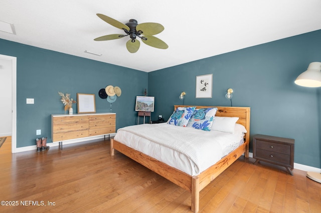 424 High Tide Dr, Saint Augustine, FL 32080 - bedroom featuring wood finished floors, baseboards, and a ceiling fan