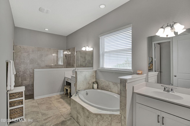 559 Willow Lake Dr, Saint Augustine, FL 32092 - bathroom with vanity, a bath, and walk in shower