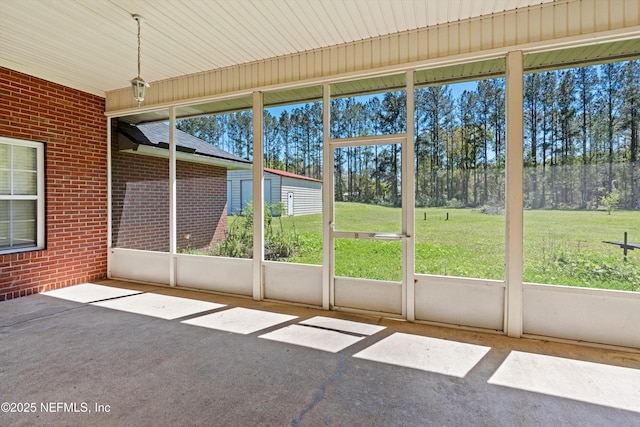 view of unfurnished sunroom