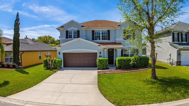 210 Crown Wheel Cir, Saint Johns, FL 32259 - view of front of property featuring stucco siding, driveway, a front yard, and an attached garage