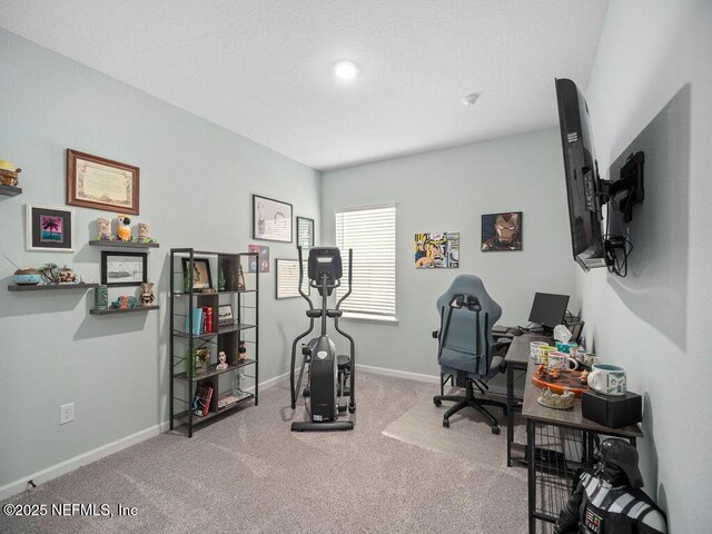 812 Windley Dr, Saint Augustine, FL 32092 - home office with carpet, a textured ceiling, and baseboards
