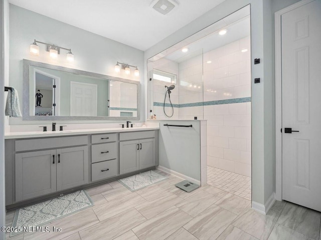 812 Windley Dr, Saint Augustine, FL 32092 - full bathroom with walk in shower, a sink, and double vanity