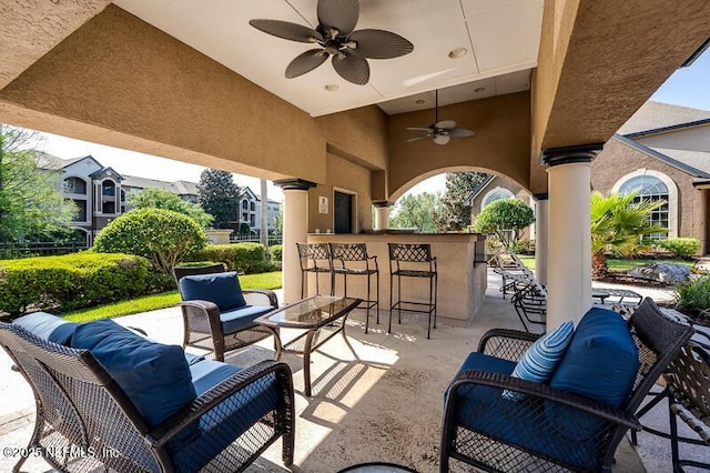 10961 Burnt Mill Rd Unit 321, Jacksonville, FL 32256 - view of patio featuring an outdoor living space, outdoor dry bar, and a ceiling fan