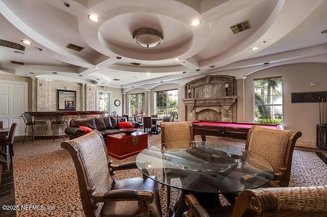 10961 Burnt Mill Rd Unit 321, Jacksonville, FL 32256 - dining space featuring recessed lighting, pool table, and visible vents