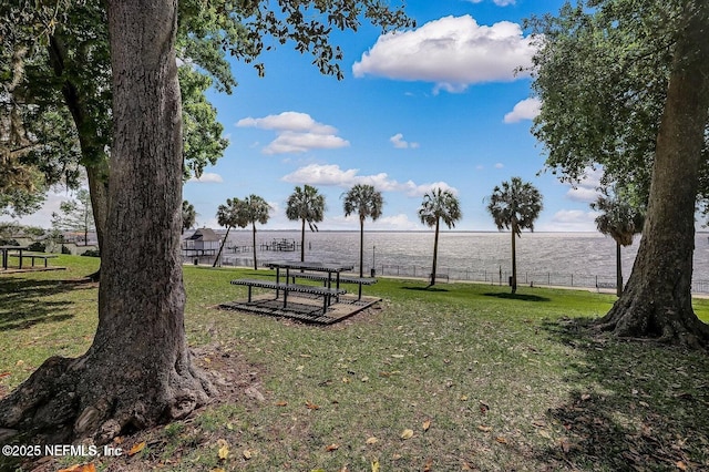 4245 Davinci Ave, Jacksonville, FL 32210 - view of home's community featuring a water view, fence, and a lawn