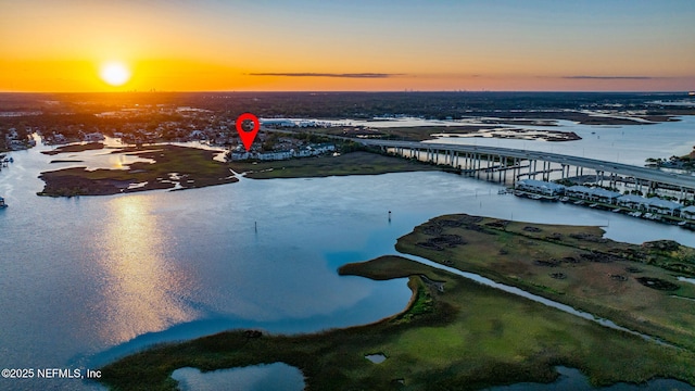 3387 Lighthouse Point Ln, Jacksonville, FL 32250 - aerial view at dusk featuring a water view