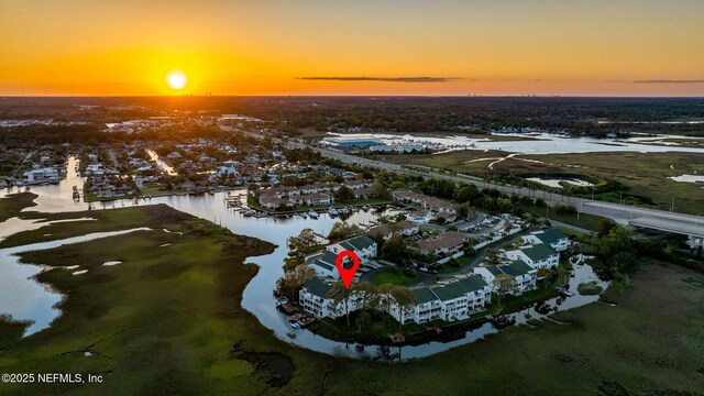 3387 Lighthouse Point Ln, Jacksonville, FL 32250 - birds eye view of property featuring a water view and a residential view