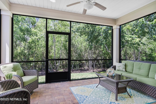 699 Aspen Leaf Dr, Jacksonville, FL 32081 - sunroom / solarium featuring outdoor lounge area and a ceiling fan