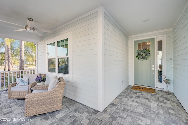 598 Marquesa Cir, Saint Johns, FL 32259 - property entrance with covered porch and ceiling fan
