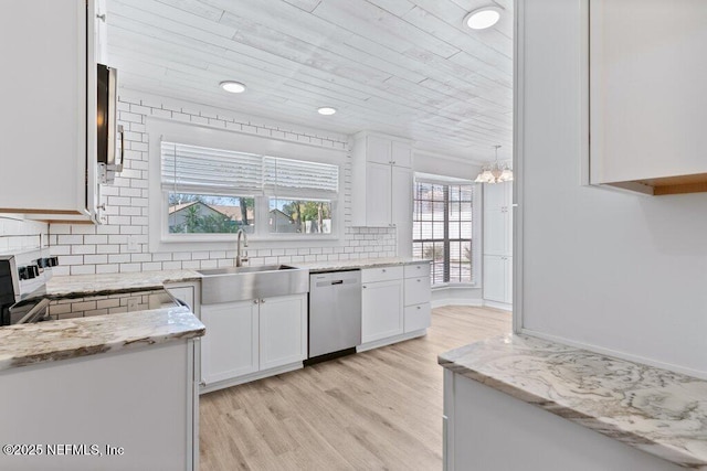 1967 Sussex Dr S, Orange Park, FL 32073 - kitchen with dishwasher, white cabinets, a sink, and stove