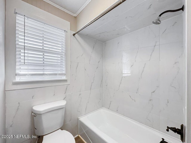 1967 Sussex Dr S, Orange Park, FL 32073 - bathroom featuring tub / shower combination, toilet, and crown molding
