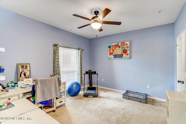 10961 Burnt Mill Rd Unit 1428, Jacksonville, FL 32256 - carpeted home office featuring baseboards and ceiling fan