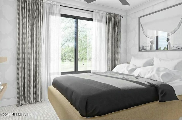 3402 Winton Dr, Jacksonville, FL 32208 - carpeted bedroom with ceiling fan and ornamental molding