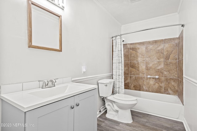 3838 Winton Dr, Jacksonville, FL 32208 - bathroom featuring vanity, wood finished floors, toilet, and crown molding