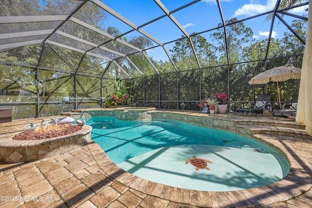 110 Arabian Ct, Saint Augustine, FL 32095 - view of pool with a pool with connected hot tub, a lanai, and a patio area