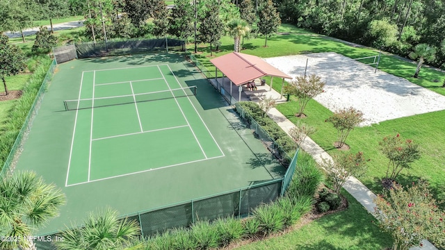 110 Arabian Ct, Saint Augustine, FL 32095 - view of tennis court featuring a lawn, fence, and a gazebo