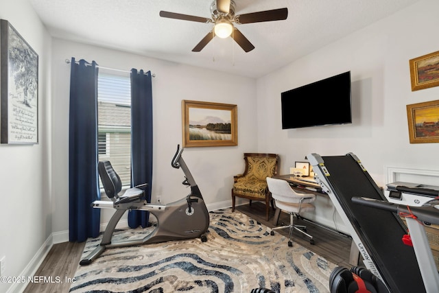 64 Whirlaway Ct, Saint Johns, FL 32259 - office area with wood finished floors, ceiling fan, and baseboards