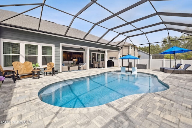 64 Whirlaway Ct, Saint Johns, FL 32259 - view of pool with a patio area, a jacuzzi, ceiling fan, and a lanai