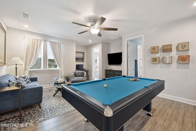 64 Whirlaway Ct, Saint Johns, FL 32259 - recreation room featuring baseboards, wood finished floors, ceiling fan, and recessed lighting