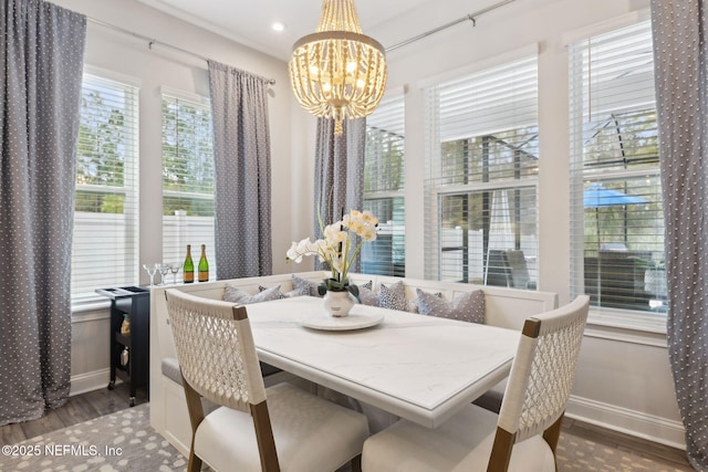 64 Whirlaway Ct, Saint Johns, FL 32259 - dining space featuring wood finished floors, baseboards, breakfast area, a chandelier, and recessed lighting