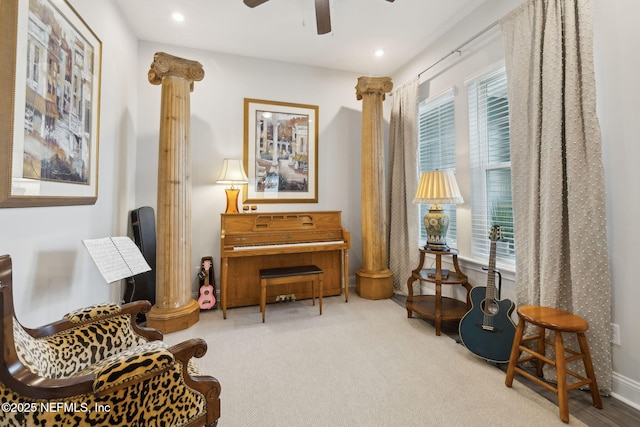 64 Whirlaway Ct, Saint Johns, FL 32259 - sitting room featuring ceiling fan, carpet flooring, and recessed lighting