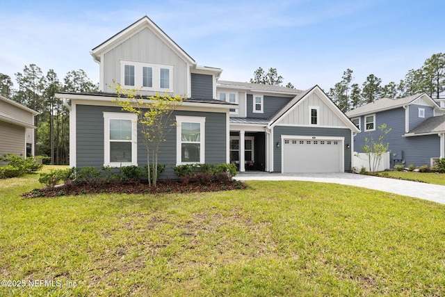 64 Whirlaway Ct, Saint Johns, FL 32259 - traditional-style home featuring board and batten siding, driveway, a front yard, and a garage