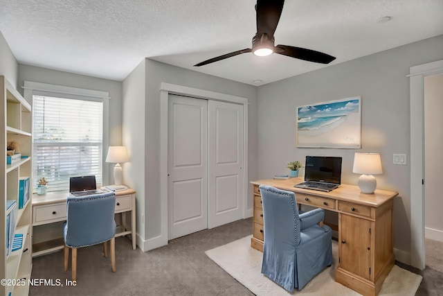 335 5th Ave S, Jacksonville Beach, FL 32250 - office space featuring light carpet, a textured ceiling, baseboards, and a ceiling fan