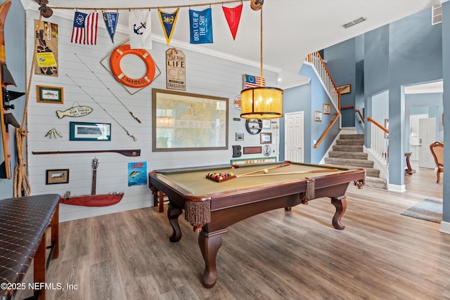 1053 Anchor Rd, Saint Johns, FL 32259 - game room with visible vents, baseboards, pool table, and wood finished floors