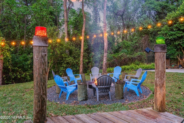 1053 Anchor Rd, Saint Johns, FL 32259 - wooden terrace with a fire pit