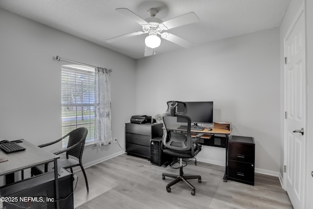 96086 Sea Winds Dr, Fernandina Beach, FL 32034 - office space featuring a ceiling fan, light wood finished floors, and baseboards
