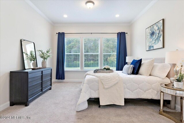 113 Footbridge Rd, Saint Johns, FL 32259 - bedroom featuring ornamental molding, baseboards, and light carpet