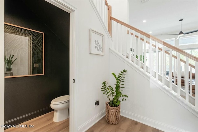 508 Palm Crest Dr, Ponte Vedra, FL 32081 - stairs with wood finished floors, baseboards, ceiling fan, and recessed lighting