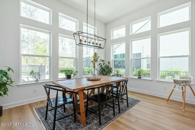 508 Palm Crest Dr, Ponte Vedra, FL 32081 - dining area featuring plenty of natural light, baseboards, light wood finished floors, and a chandelier