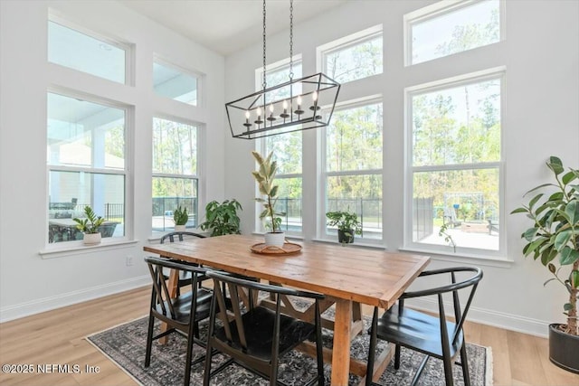 508 Palm Crest Dr, Ponte Vedra, FL 32081 - dining area featuring plenty of natural light, light wood-type flooring, baseboards, and a towering ceiling
